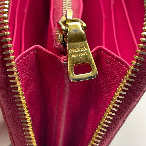 Prada Fuoco Red Saffiano Leather Zip Long Wallet - Preowned - Picture 13 of 15